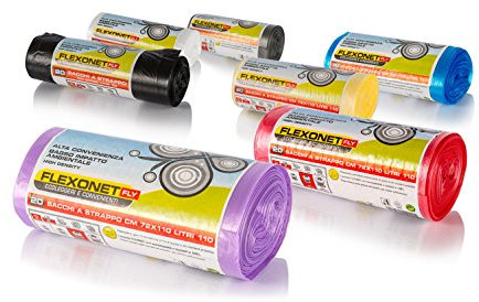 20 sacchi spazzatura a strappo resistenza media 55x70 40 litri basso impatto ambientale antigoccia nero sacchetti rotoli rifiuti