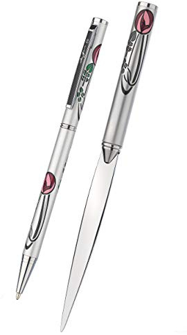 Pen & Letter Opener Set with Mackintosh Rose & Leaf Design Comes Gift Boxed