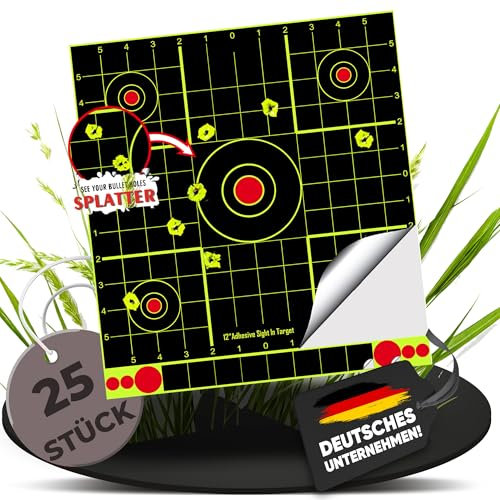 25 Fritz-Cell Splitterziele Splittersticker Typ 1213 selbstklebend Zielscheibe für alle Gewehre, Pistolen, Luftgewehre, Airsoft, BB, Diabolo kompatibel mit Splatterburst Zielen