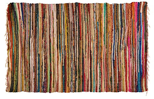 TIENDA EURASIA - Jarapa Multicolor, Alfombra de Algodon, Alfombra Decorativa Tradicional (120 x 180 cm)