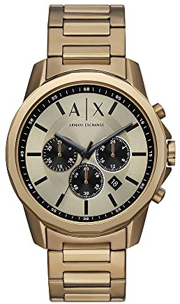 Armani Exchange Watch For Men, Chronograph Movement and 44mm Case Size with Stainless steel, Leather or Silicone strap