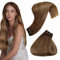 Hetto Tressen Extensions Echthaar Balayage Mittel Braun to Licht Braun Weft Extensions Echthaar Sew in Remy Gerade Invisible Doppelt-Tressen Weave Haarverlängerung 80g 40 cm #6/8/14