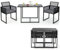 COSTWAY Ensemble de Meubles de Patio 3 Pcs en Rotin PE avec Dossier Pliant Charge 150KG, Salon de Jardin avec Coussins Plateau de Table en Verre Trempé, pour Jardin Bord de Piscine