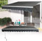 JOIEYOU Toldo para balcón, resistente a los rayos UV, con manivela, brazo articulado, protección solar, color gris oscuro, 3,6 x 3 m