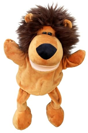 LOMTRATS Marionetas de mano de animales para contar historias, incluye lobo, tigre, león y mono con patas, ideal para enseñanza y regalos de cumpleaños (boca abierta móvil)