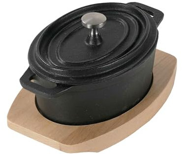 Freyersbacher Casseruola in Ghisa Smaltata 12 x 8,5 cm Cocotte Ovale con Coperchio, Pentola Antiaderente con Rivestimento Smaltato, Pentola Induzione per Uso Interno Esterno Fornelli Forno Griglia BBQ