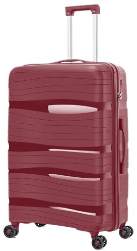 ARTREE Maletas de Viaje Grandes - Maleta de Polipropileno con 4 Ruedas Giratorias y Cierre de Combinación - Maleta Grandes Prácticas y Ligeras 75x50x32cm, 105L (Granate)