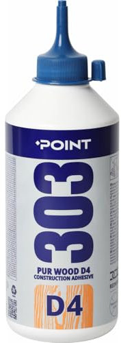 Point 303 Holzleim D4 extra stark & wasserfest - Holzkleber auf Polyurethan-Basis für alle Holzarten - PU-Leim für den Innen und Außenbereich 750g