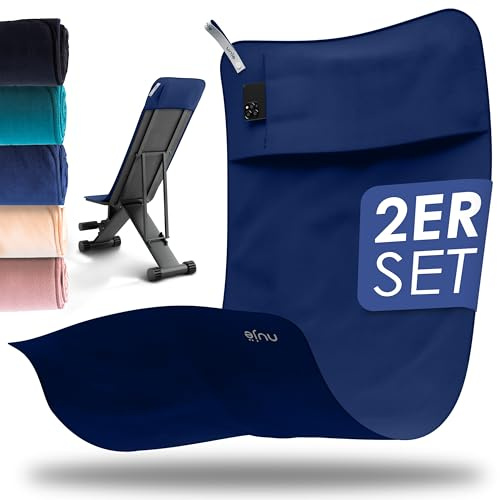 nujë Fitness Towel 2-Piece Set WITH GIFT PACKAGING | With Pocket Microfiber | Fitness Towels | Extra Large & with Flap | Sports Towels | Gym Towel Set