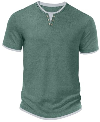 Hisir Camiseta de Verano para Hombre, Manga Corta, Cuello Redondo, Estilo Casual, Clásica, con Bloques de Color