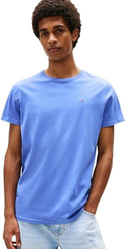 Tommy Jeans T-Shirt Manches Courtes Homme Original Slim Fit, Bleu (Soft Sapphire), XS
