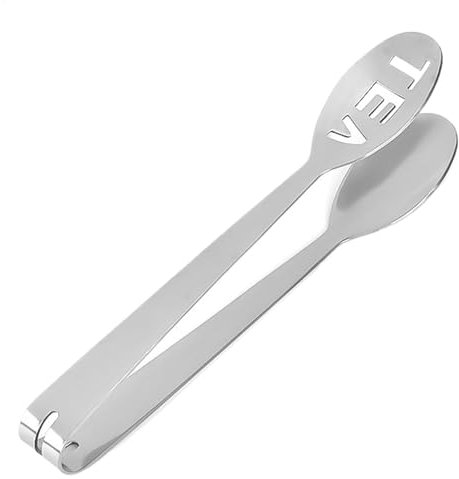 Pinze per bustine di tè, con morsetto per cucchiaio, filtro per caffè, filtro per bustine da tè, in acciaio inox, con manico lungo