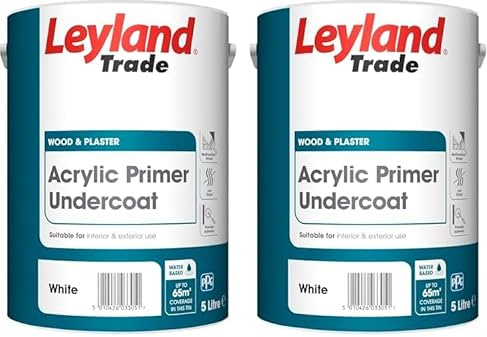 Leyland Trade Acrylic Primer Undercoat - White 5L (Pack of 2)