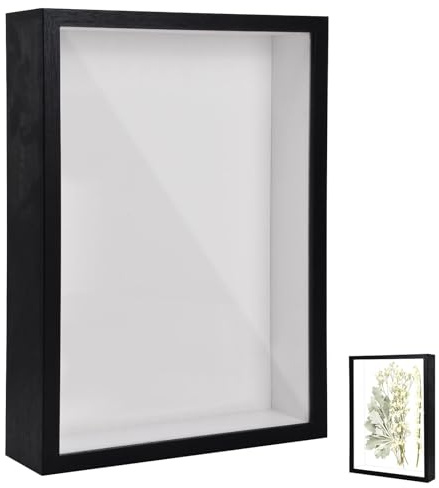 Yudobliss 3D-fotoram, djup fotoram att fylla 21 x 30 cm, med klar akrylplatta, 3D-objektram 3 cm, 3D-fotoram för fyllning, för foton, bukett, souvenirer, svart