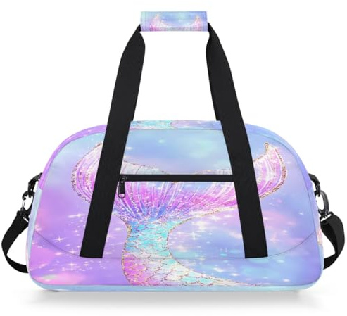 Entemne Sac de sport élégant pour enfants - Motif sirène ombré - Avec queue scintillante - Résistant à l'eau - Léger - Pour garçons et filles