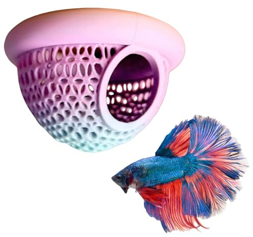 Embhlitfe Aquarium Cave Fish Tank Ornaments for Shrimp & Small Fish Suspended Shelter, Betta Hammock Encourages Natural Resting and Breeding (Rainbow Color)