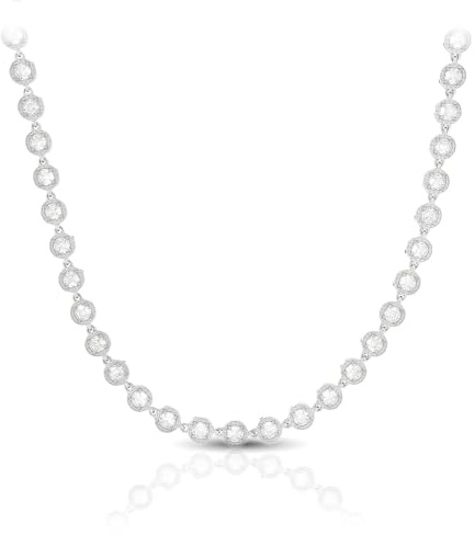 SAGA GIOIELLI® Collana donna uomo tennis con zirconi - Acciaio inox – Lunghezza 38+5 cm - Confezione Regalo