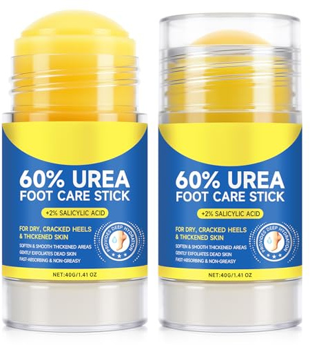 2pcs 60% Urea Stick per la cura dei piedi con acido salicilico al 2%, per talloni secchi screpolati e pelle ispessita,80g