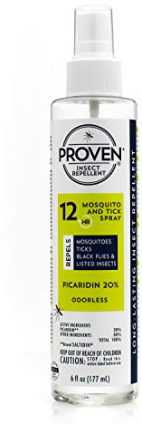 Proven Insect Repellent Spray, Keep Mosquitoes, Ticks and Flies Off, DEET Alternative Repellent, Up to 12-Hour Protection, Great for Camping or Hiking, 6 Ounce, Odorless Spray