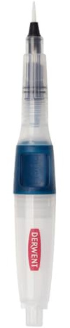 Derwent Tryckknapp vattenborste 3 mm medium spets, premium akvarellpensel för användning med akvarellpennor, färger och block, läckagesäker, professionell kvalitet, 2305823