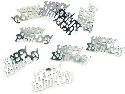 Sepkina Happy Birthday Geburtstag Tischdeko Streudeko Konfetti (Happy-Birthday-Silber, 200)