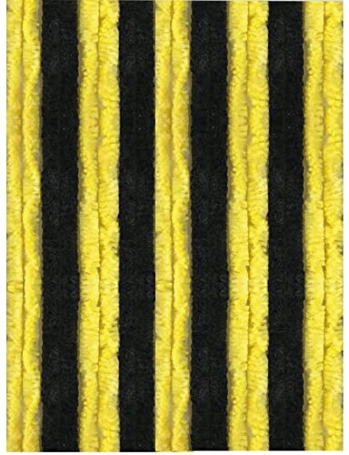 Cortina de flojel, 80 x 200 cm en tiras de color negro y amarillo liso, perfecta protección contra insectos y privacidad para tu balcón y terraza, muchos colores