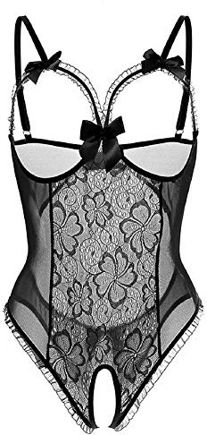 Tuopuda Bodys Sexy Femmes sous-vêtements Babydolls Nuisettes Ensemble de Lingerie Dentelle Erotique Combinaison Chemises de Nuit Sleepwear Underwear Ensemble Lingerie (Noir, S)