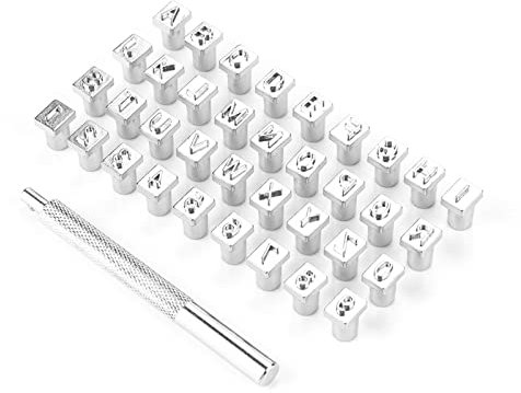 Stempel Buchstaben, Buchstaben Stanzer,Leder Stempel Buchstaben,Al Letter Punch,Lettres A Frapper Cuir,Briefmarken Set Für Buchstaben Und Zahlen,Briefmarken Für Lehm 36 Stück Stahl Buchstaben Numme