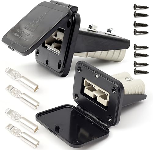 Erchon 120A Plug Mounting Panel with Dust Cover Compatible with Anderson SB120 Connectors Flush Mount Recessed Plate, 2Pcs 120Amp Socket Panel Base