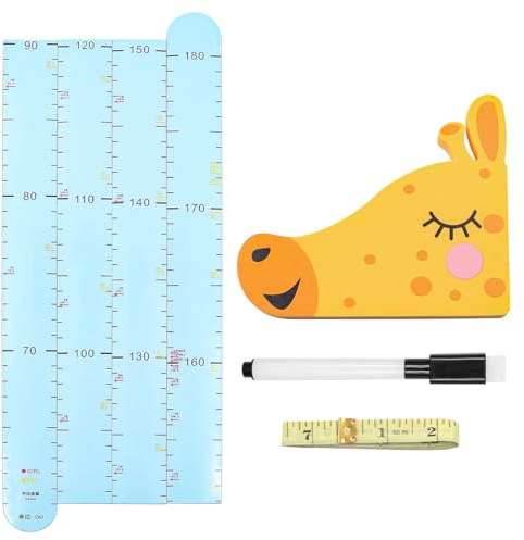 ANCLLO Kids Height Chart Wall Stickers Measuring Ruler 3D Movable Giraffe Height Ruler for Kids Boys Toddler Bedroom
