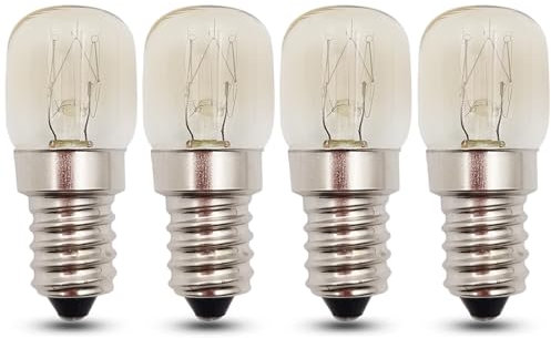 EASYIVY Lampadina da Forno E14 300 Gradi, T22 Lampada di Sale Dimmerabile Bianca Calda 2700K Piccola vite E14 Lampadina per Forno e Microonde, Frigorifero, Macchine per Cucire 4 Pezzi