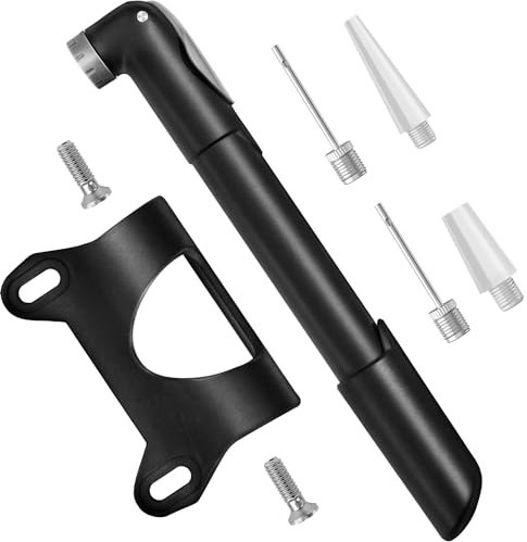 Topward Fahrradpumpe Mini - Luftpumpe Fahrrad Klein - Tragbar, Leicht mit Rahmenhalterung. Fahrradpumpe für alle Ventile (AV, DV, SV) - Ballpumpe mit 2 Nadeln für Fußball, Basketball, Volleyball
