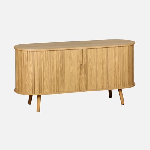 sweeek Mobile TV scandinavo con 2 Ante scorrevoli, 120cm, Legacy, Marrone Naturale, 120x40x57 cm