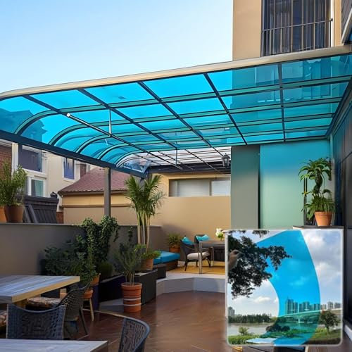 BRCYKRWY Lámina de policarbonato acrílico Transparente Perspex,Protección UV Paneles de Techo Transparente,Paneles de Techo de Policarbonato,láminas de plástico para techos de invernaderos(Blauw,2x 3.