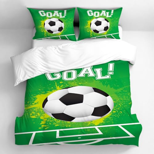 NPCEED Juego de ropa de cama infantil de 135 x 200 cm con diseño de fútbol, 3D de fútbol deportivo, funda nórdica para niños, chicos y adolescentes. (135 x 200 cm, C)
