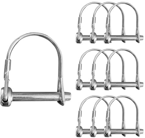 Gotetiso 10 Stück Klappsplint in D-Form Sicherungsstift 8 mm x 60 mm Rohrklappsplinte mit Rastverschluss Splinte Sicherungsbolzen Rohr Sicherungssplint Verzinkt Klappsplint für Garten Bauernhof Rasen