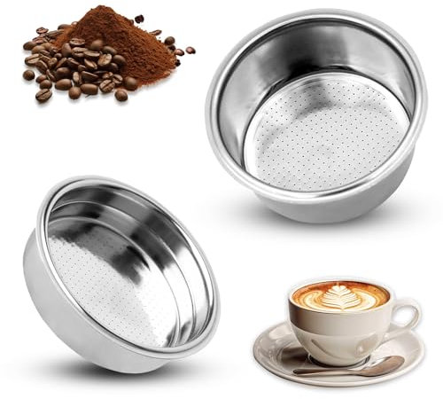 SUNNIFLY 2 x 51mm Filtros de Café, Filtro de Cafetera a Presión, Recambios Cafetera, Reutilizables y Fáciles de Limpiar (1 Taza + 2 Tazas)