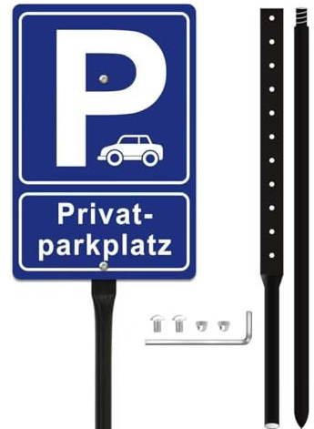 Schild Privatparkplatz,20 X 30 Cm Privatparkplatz Schild Mit Pfosten 90 Cm Hoher Stange,Reflektierendes Aluminium Parkplatzschild,Mit Uv Schutz, Wetterfest (Blau)