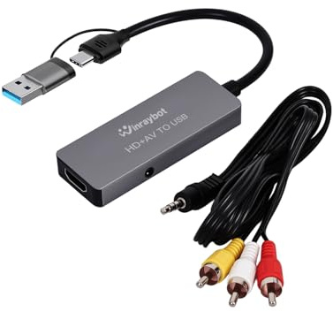 Convertitore da VHS a digitale, scheda di acquisizione video per VHS, acquisizione analogica e digitale per laptop, RCA, HI9, hdmi per streaming video, convertire VHS/DVD in formato digitale, versione