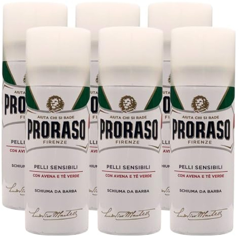 Schiuma Da Barba Pelli Sensibili, Con Avena e Tè Verde 50ml (6 Unità)