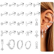KRFY Piercing Helix Boucles d'Oreilles Femme Acier Inoxydable Oreille Piercing Cartilage Or Argent Boucles d'Oreilles Hypoallergéniques Cartilage Helix Tragus Oreille Piercings -SW
