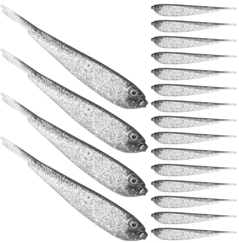 Cabilock 60 pièces Leurre Souple de Appâts Artificiels Réalistes PVC Flexibles Action de Nage Naturelle pour Brochet et Truite Eau Douce et Salée