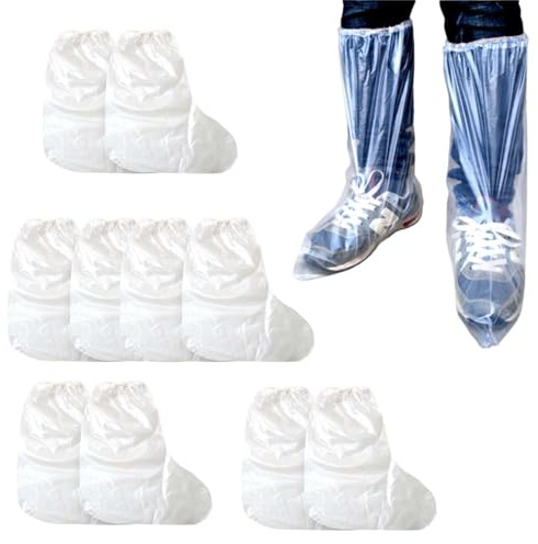 Wuzdy 10 Paires Couvre Chaussure Impermeable, Surchaussures Impermeables | Couvre-Chaussures, Convient Pour Les Jours De Pluie Et Le Camping En Plein Air ; Étanche à l'Eau Et à La Poussière