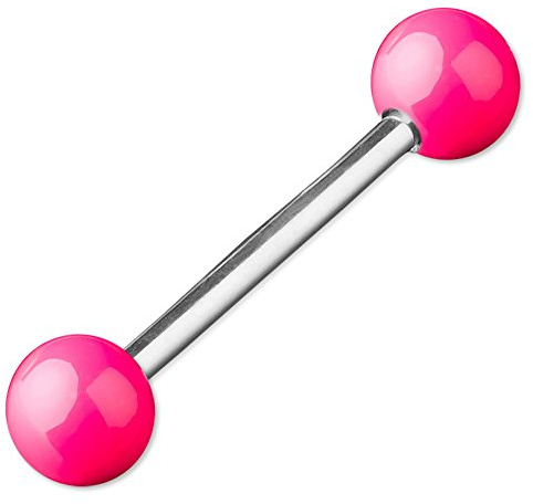 viva-adorno barbell piercing stav tungpiercing kirurgiskt stål stålkulor glänsande emaljerad bröstpiercing Z374, 1,6 x 16 x 5,5 mm, Emalj