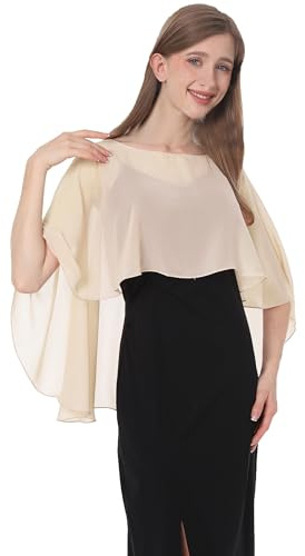 Chiffon Capes Soft Shawls and Wraps Capelets for Bridesmaid Wedding Formal Party Evening Dresses - gold - One Size