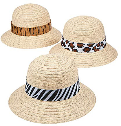 Fun Express Kids Safari Hats with Animal Print (Set of 12) - VBS Vacation Bible School Supplies/Decor
