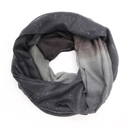 Gloop - Sciarpa da donna, leggera, a tubo, in diversi colori, nero/grigio scuro/grigio., Taglia Unica