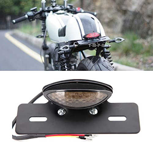 DREAMIZER Fanale posteriore a LED per moto Luci posteriore con targa integrata Lampada freno posteriore per Racer Bobber Street Bike, Scooter, Cruiser, Chopper Dirt Bike ATV fuoristrada