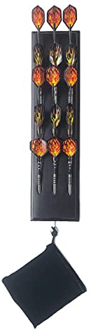 LANTE LIFE Solid Wood Wall Mounted Dart Holder/Stand/Caddy Display, Holds 15 Steel/Soft Tip Dart, Solid Wooden Rack with Accessory Storage Bag, Game Room, Man Cave, Home Bar Decor (Black)