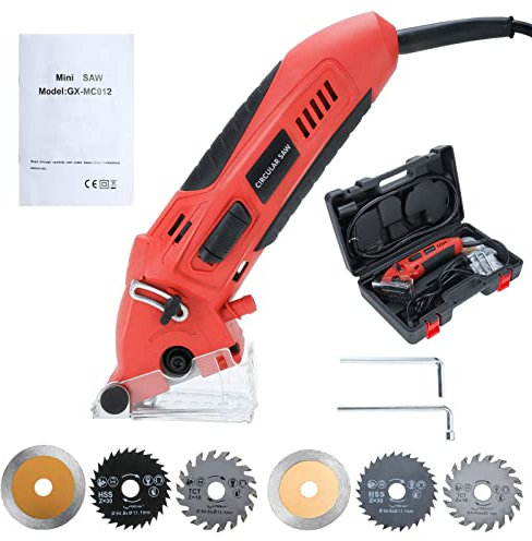 WerkWeit Mini Circular Saw Set Professional Multifunctional Circular Saw Machine Set 400W High Powered Compact Circular Saw with Tool Box, 6 Carbide Tipped Blades for Cutting Wood,Plastic,Tile,Metal